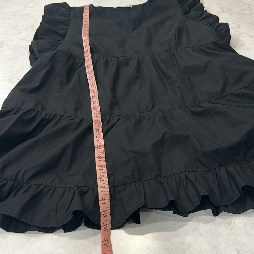 Abercrombie & Fitch Flutter Sleeve Tiered Mini Dress Black XXLT Plus Pockets - Picture 10 of 16
